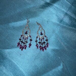 Purple dangle fashion earrings